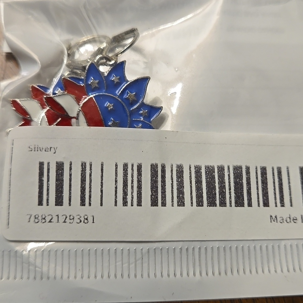 American Flag Sunflower Pendant Drop Earrings Patriotic Design - Picture 5 of 5